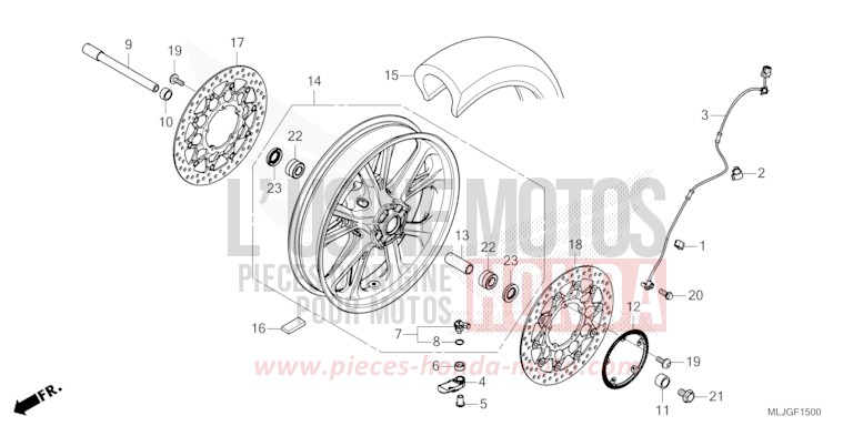 ROUE AVANT de Gold Wing MAT BULLET SILVER (NH389) 2026